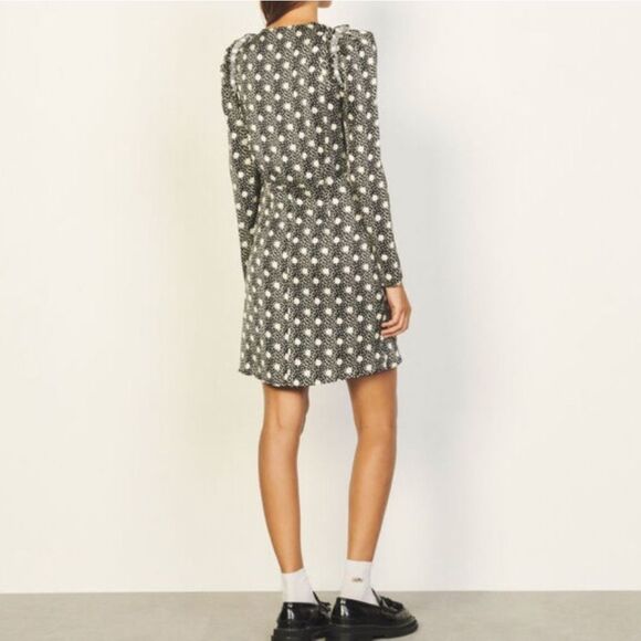 NWT Sandro Roxane Faux Wrap Polka Dot Dress Size 36 / Small - Picture 2 of 6